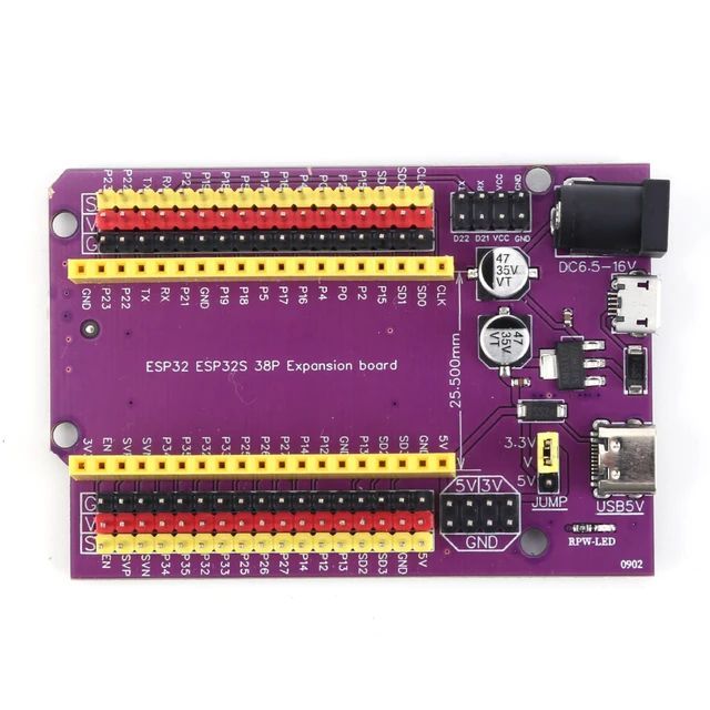 ESP32S38-контактнаяфиолетоваяплатарасширенияРазработкаIoTNodeMCU-32SLuaWi-Fiпоследовательныйпорт