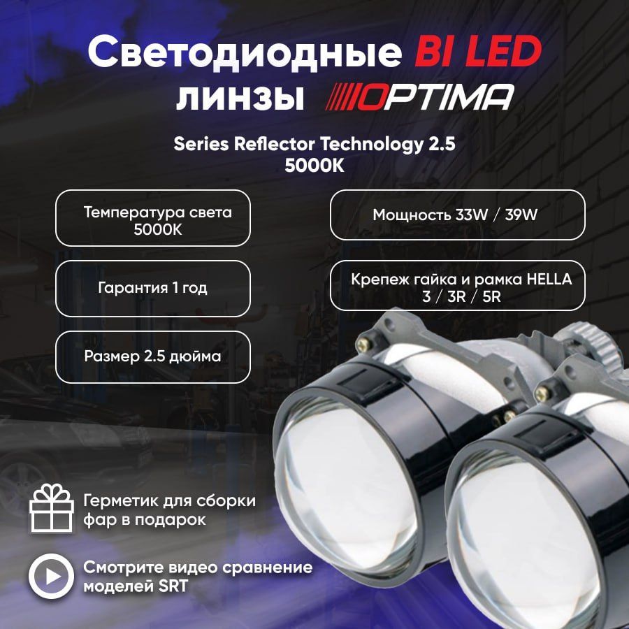Bi led srt. Optima Series Reflector Technology 2.5 дюйма. Optima srt 2.5 bi-led. Комплект би-диодных линз Optima Premium reflektor Technology 3.0 5000k. Светодиодные би линзы bi-led Optima Series Reflector Technology 2.5.