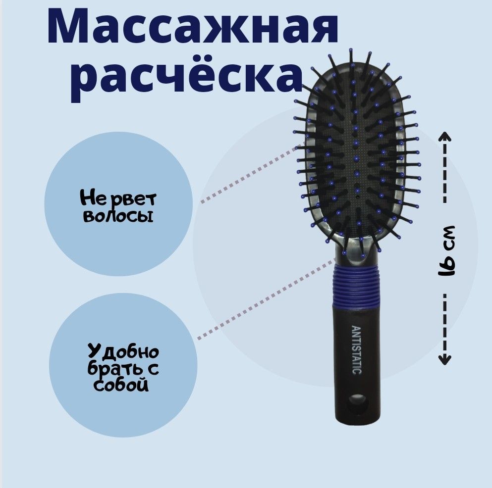 Расческа массажная фиолетовая 16 см