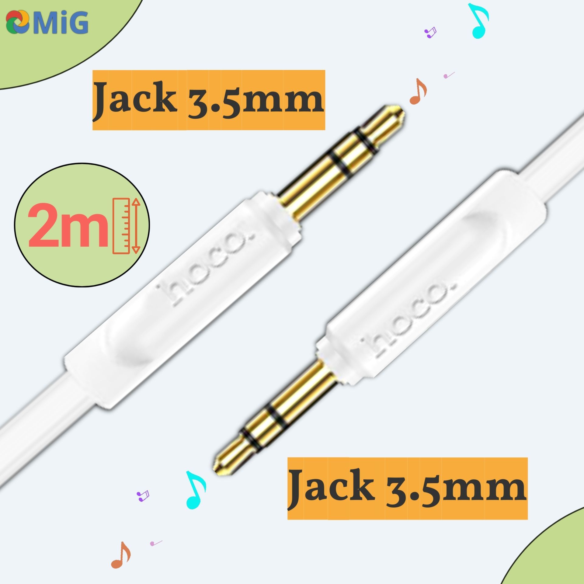 КабельплоскийHOCOUPA16Jack-3.5mm(TRS,male)наJack-3.5mm(TRS,male)AUX,2метрабелыйссерым,дляАвтомобильнойстереосистемы,Телефона,Планшета,Колонки