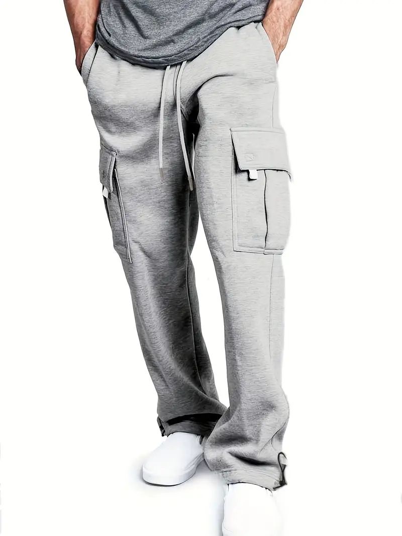 Solid Drawstring Cargo Jogger Pants