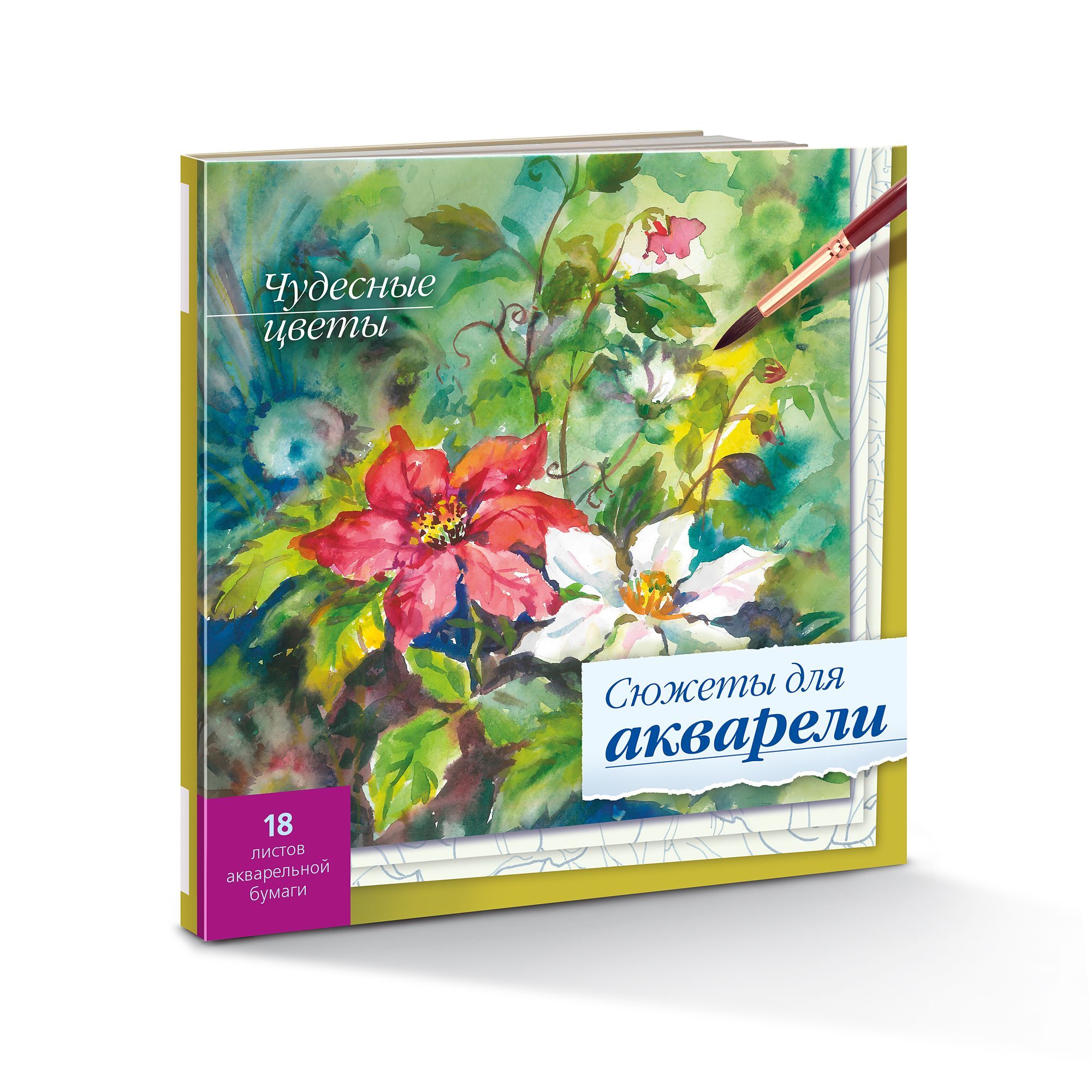 Бумага для акварели БОЛЬШАЯ А2, 10 л., 200 г/м2, 400х590 мм, BRAUBERG, 'Цветы', 125223