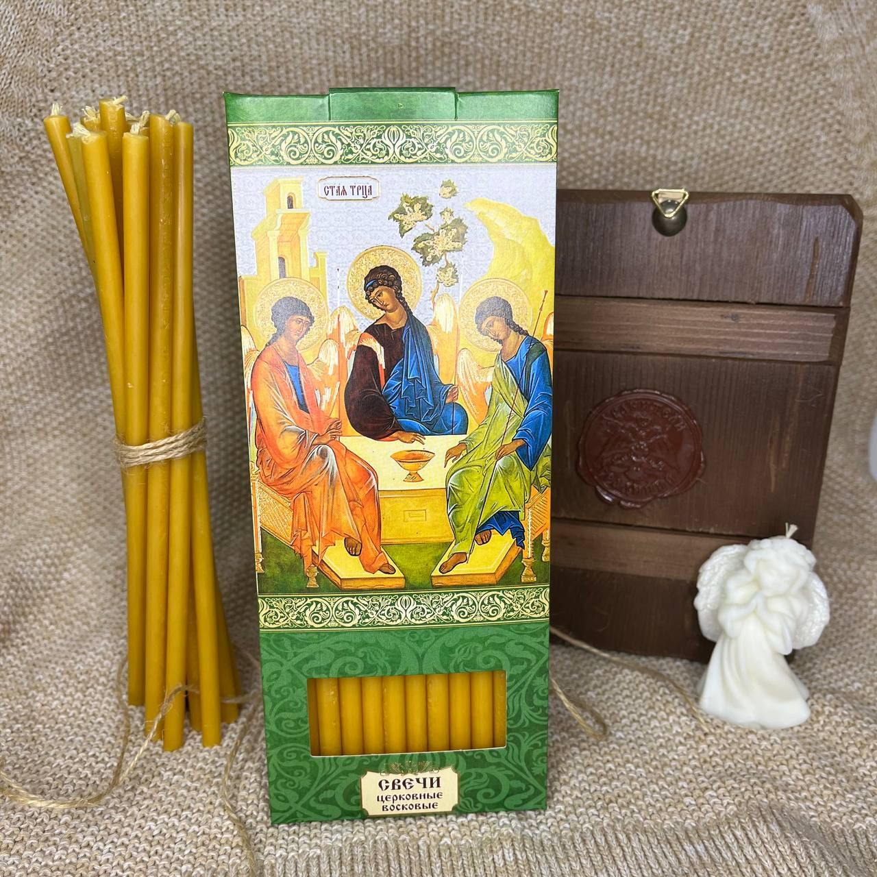 Свечицерковныедлядомашнеймолитвы(восковыеосвященные)12шт/святаяТроица