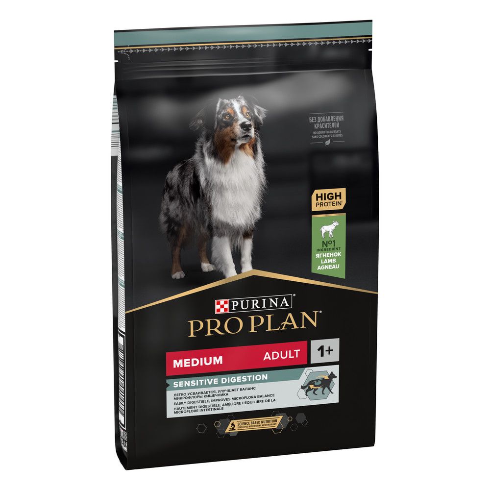 Сухой корм, Purina Pro Plan, для взрослых собак средних пород с  чувствительным пищеварением, с ягнёнком и рисом 7кг - купить с доставкой по  выгодным ценам в интернет-магазине OZON (258386591)