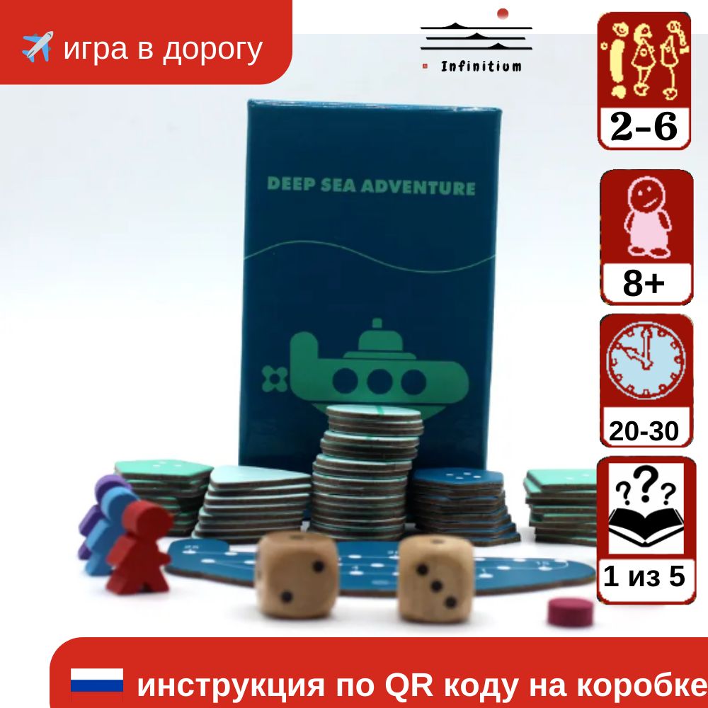 Игра в дорогу Deep Sea Adventure (Предельное погружение) 2014 (7/10*)  языконезависимая, компактная, лёгкие правила, быстрая игра. - купить с  доставкой по выгодным ценам в интернет-магазине OZON (1362630827)