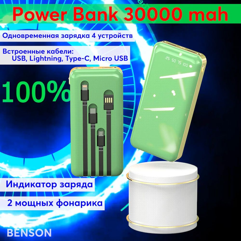 Внешний аккумулятор (Power Bank) BENSON Power Bank 30000 mah. Повер банк  HJ-126D. - купить по выгодным ценам в интернет-магазине OZON (322829631)