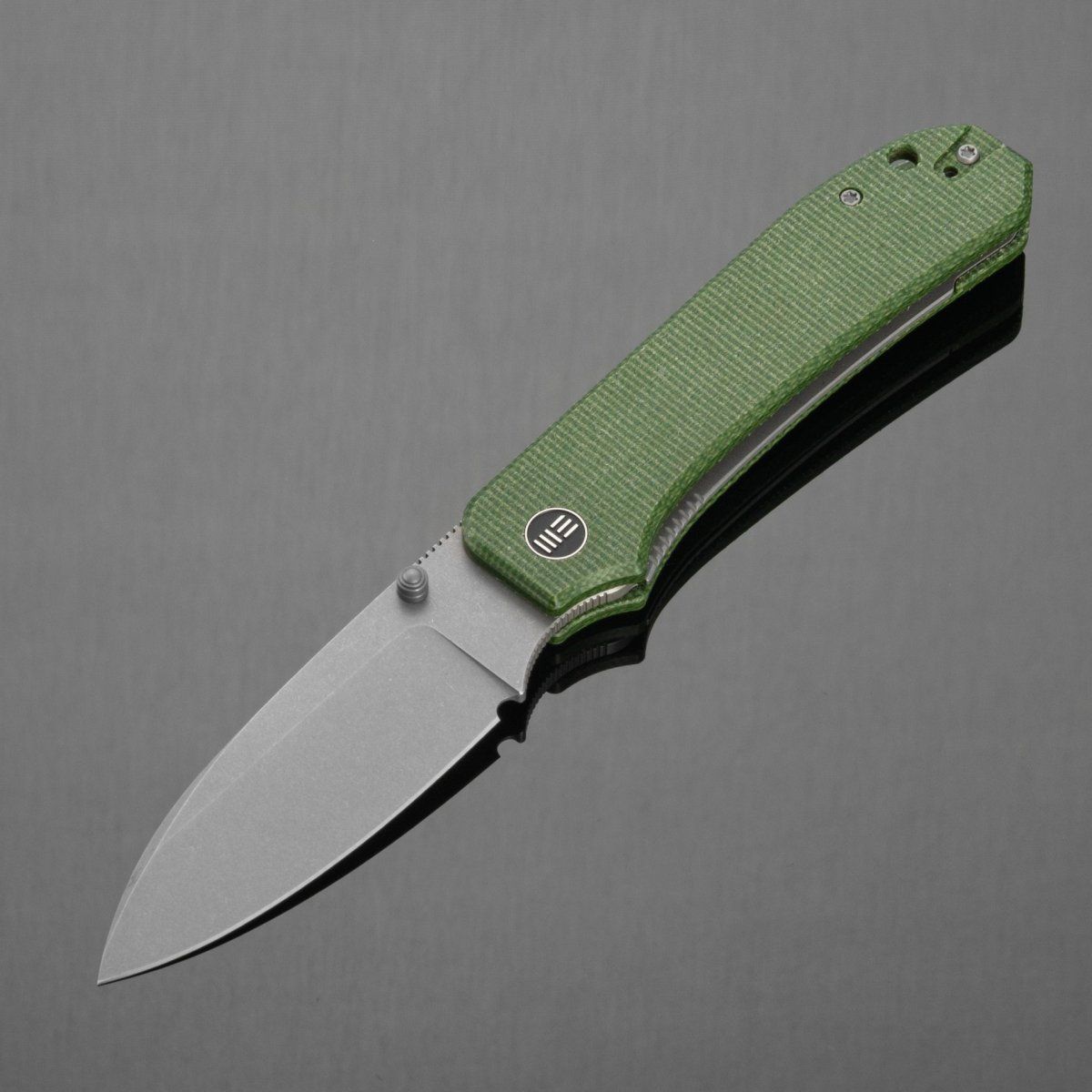 Складной нож We Knife Big Banter (WE21045-2), сталь CPM-20CV stonewash, рукоять Green Canvas Micarta