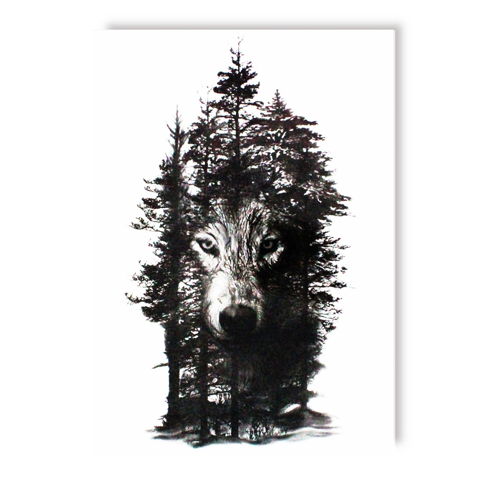 Татуировки с волками на фоне леса