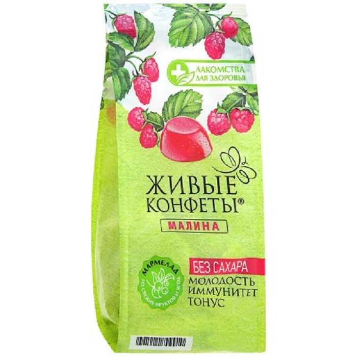 Лакомства для здоровья Мармелад желейный Живые конфеты Малина, 170 г ...