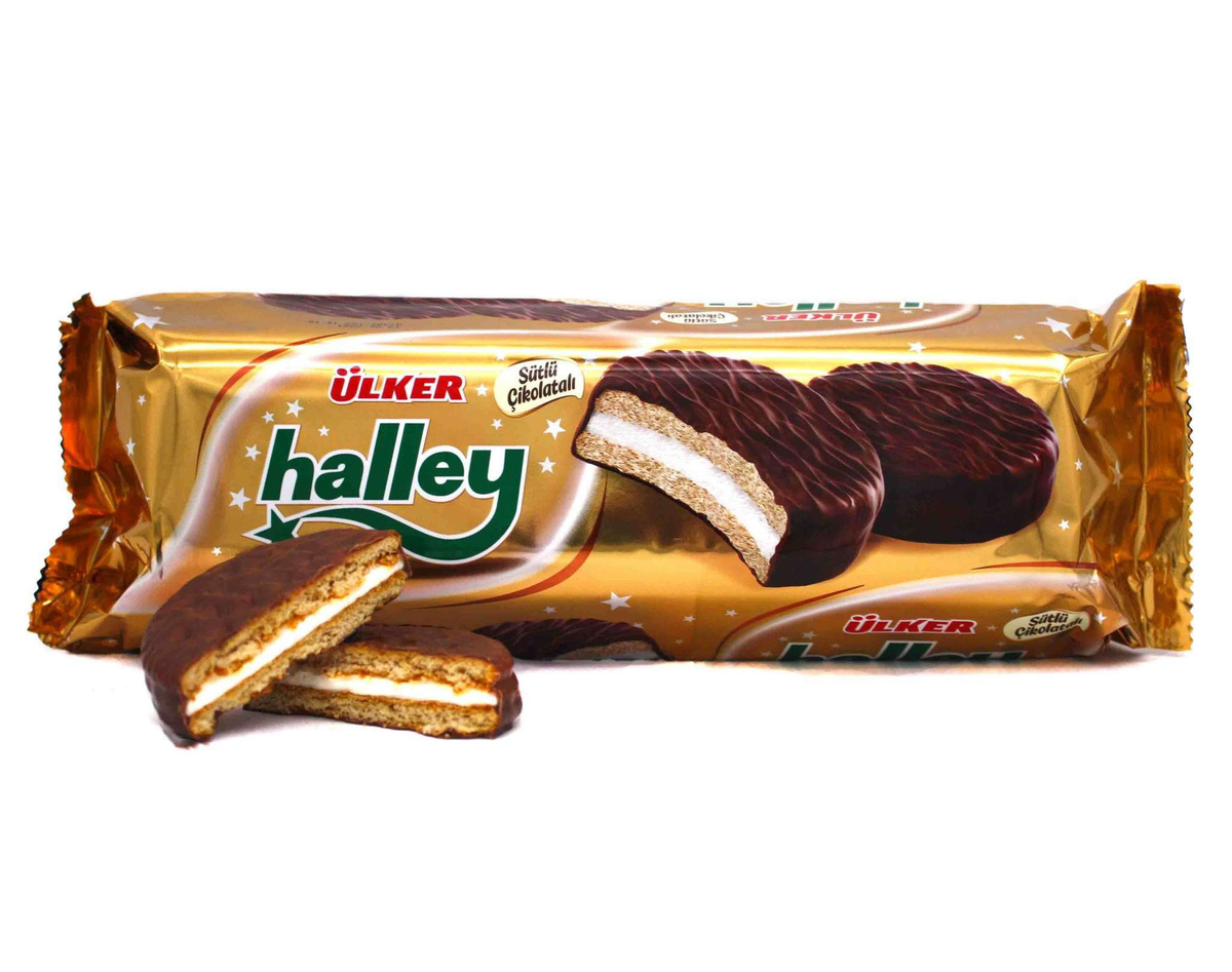 Печенье сэндвич Halley покрытый молочным шоколадом с маршмэллоу, "Ulker ...