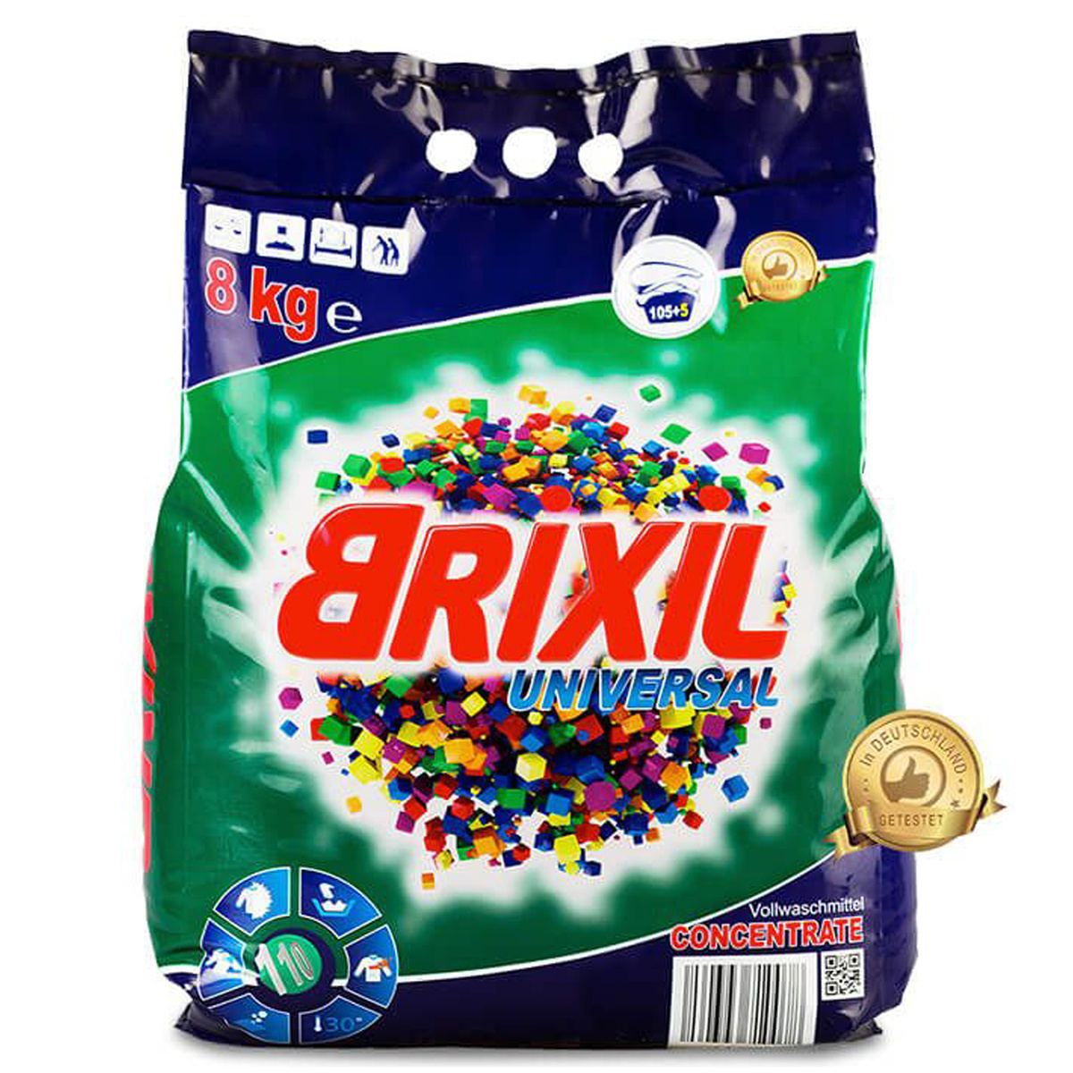 Концентрированный стиральный порошок "Brixil" Universal, 8 кг., 110 ...