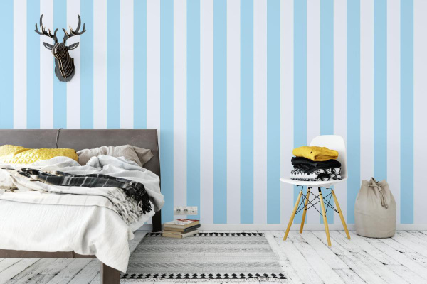 Бело-голубые обои в полоску decoracion #7011105, 400х280см - купить по ...
