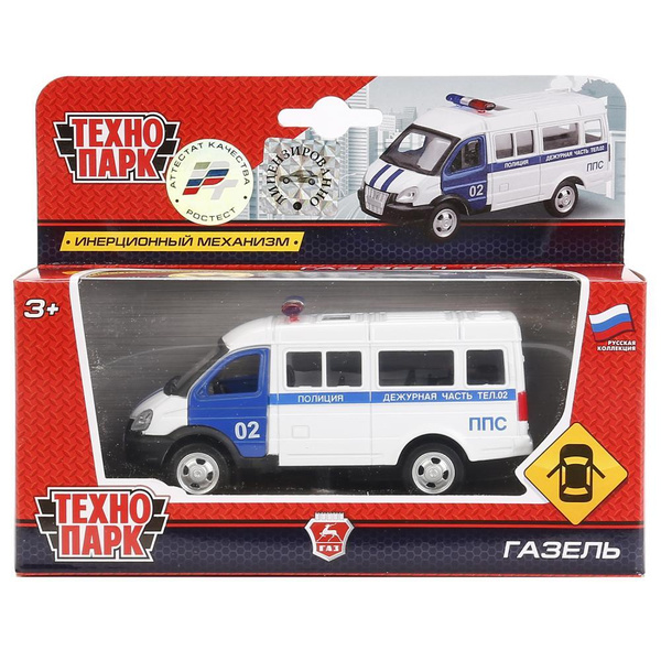 ТехноПарк Машина Газель "Полиция", 18 см, металлическая, инерционная ...