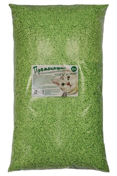 Наполнитель для кошачьих туалетов "Промокашка" TOFU green tea, соевый ...