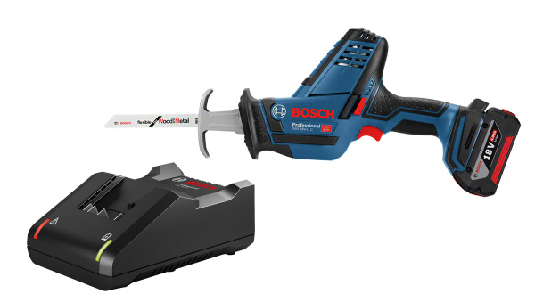 Аккумуляторная сабельная пила Bosch GSA 18 V-LI C, 1x4 Ач+GAL 18V-40 ...