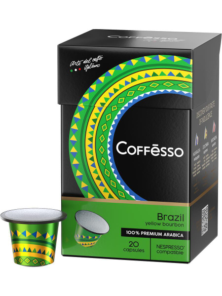Кофе из Бразилии в капсулах Coffesso "Brazil", из 100% арабики, средняя ...