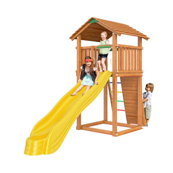 Детский игровой комплекс Jungle Cottage JC1 для дачи из дерева, горка ...