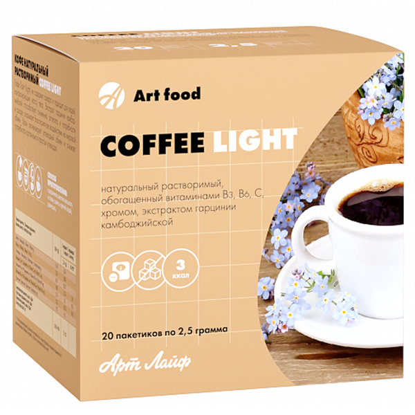 Кофе Light натуральный растворимый 20 пакетов по 2,5 г С витаминами ...