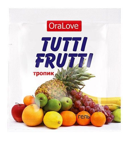 Миниатюра гель-смазки Tutti-frutti со вкусом тропических фруктов - 4 гр ...