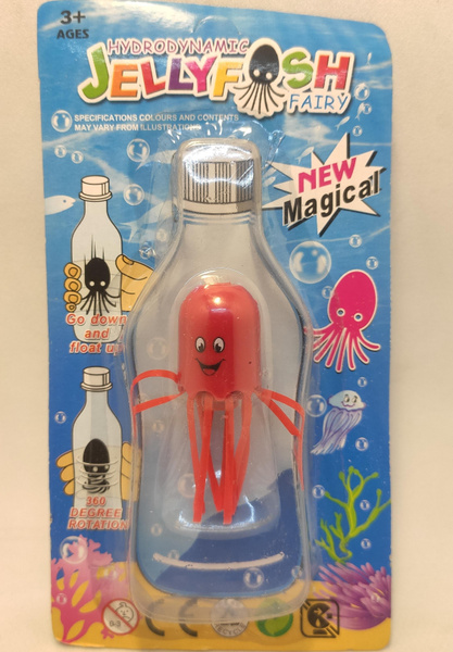 Медуза JellyFish для игры в бутылке с водой красная/ Волшебная ...