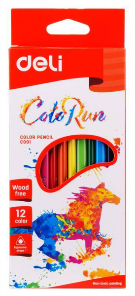 Карандаши цветные 12 цветов, Deli ColoRun, трехгранные, коробка купить ...