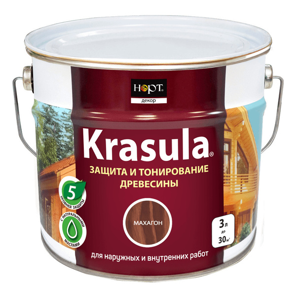 Krasula 3л махагон, Защитно-декоративный состав для дерева и древесины ...