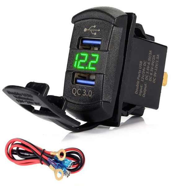 1 Автомобильное зарядное устройство с двумя разъемами USB QC3.0 ...