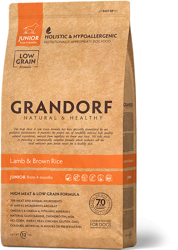 GRANDORF Lamb & Rice Junior 12 кг полнорационный сухой корм для собак ...