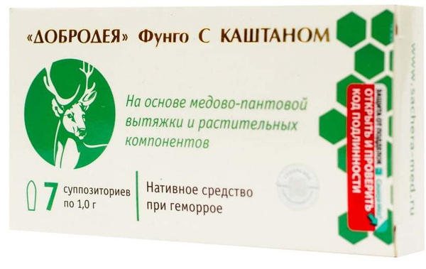 Свечи ректальные Добродея профилактика геморроя № 7 1000 мг Сашера-Мед ...