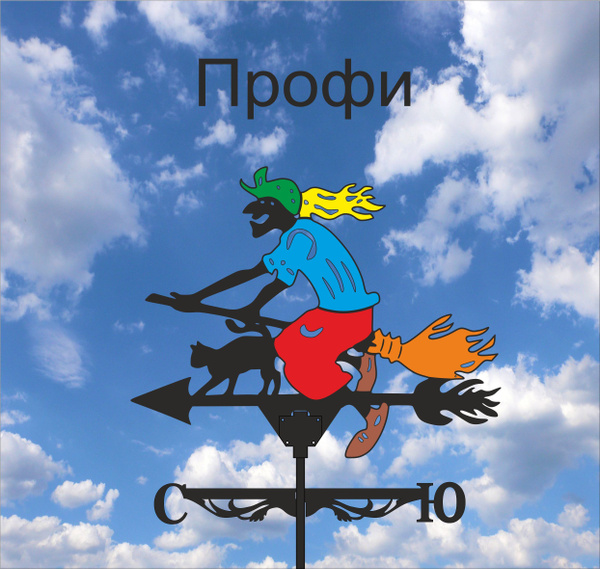 Флюгер цветной Баба Яга с кошкой - купить по низкой цене с доставкой в ...