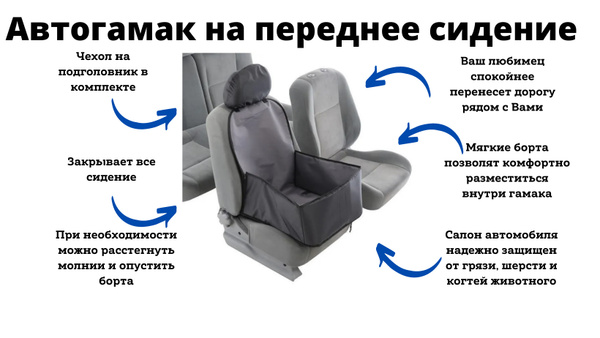 Гамак лежанка для собак и кошек в машину, на переднее или заднее ...