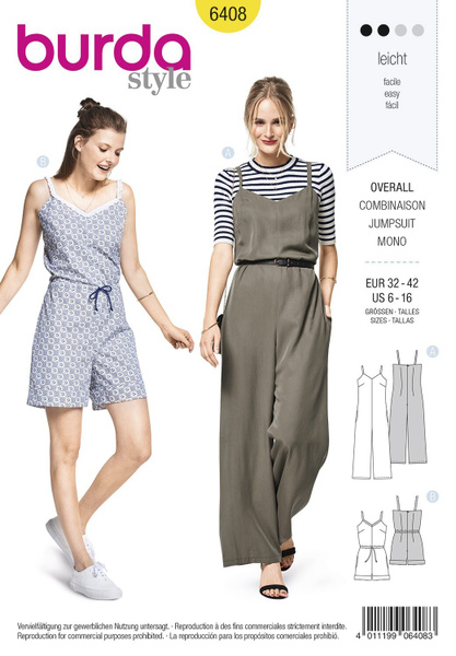 Mono tirantes Burda Modell 6408 Шитье, Рубрики, Выкройки