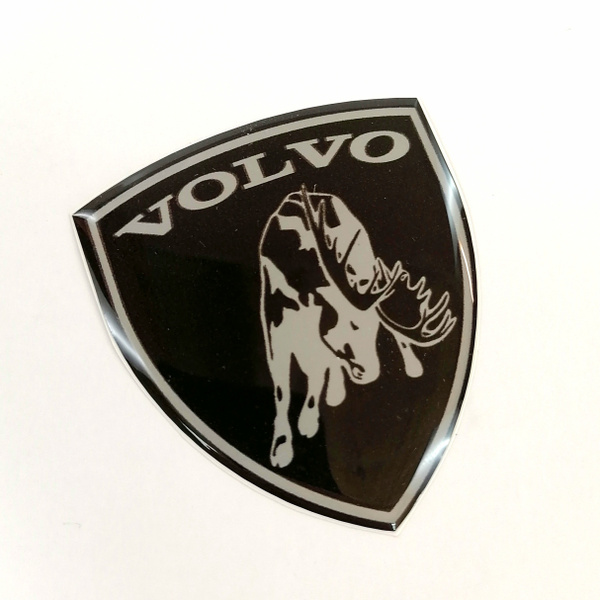 Наклейка объемная полиуретановая Вольво (Volvo) лось серебро 60*71 мм ...