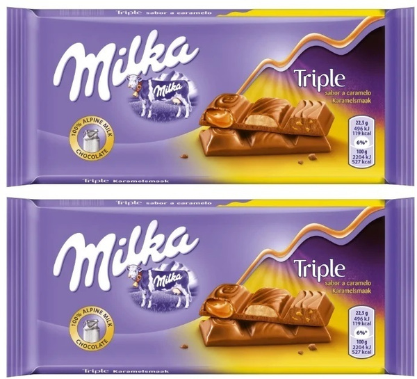 Шоколадная плитка Milka Triple Caramel / Милка Трипл карамель 2 шт. 90 ...