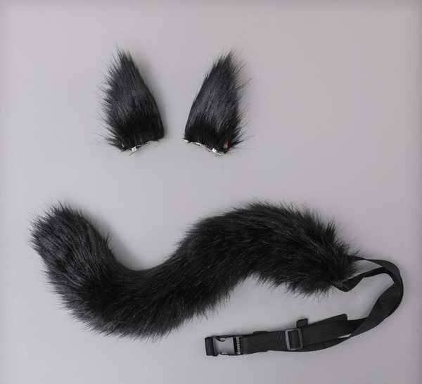 Набор: хвост и уши кошки, Черный, для косплея, праздника, вечеринки ...