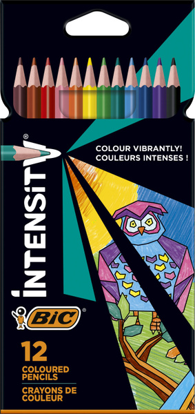 Карандаши цветные BIC Intensity, 12 цветов, для подростков и взрослых ...
