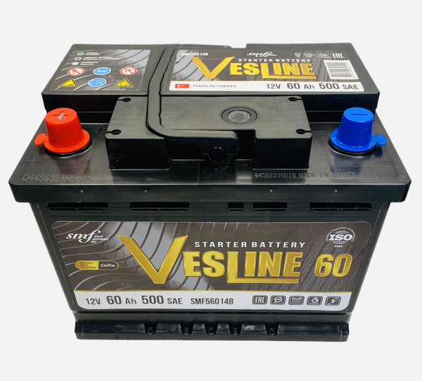 VESLINE Аккумулятор автомобильный, 60 А•ч, Прямая (+/-) полярность ...