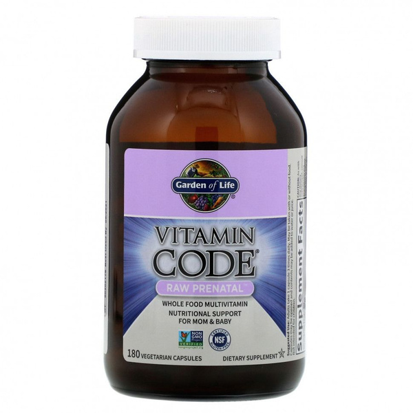 RAW Prenatal пищевая добавка Garden of Life, Vitamin Code, пренатальные ...