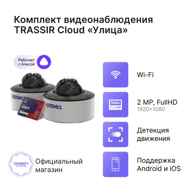 Камера видеонаблюдения Trassir TR-W2D5_set 1920×1080 Full HD - купить ...