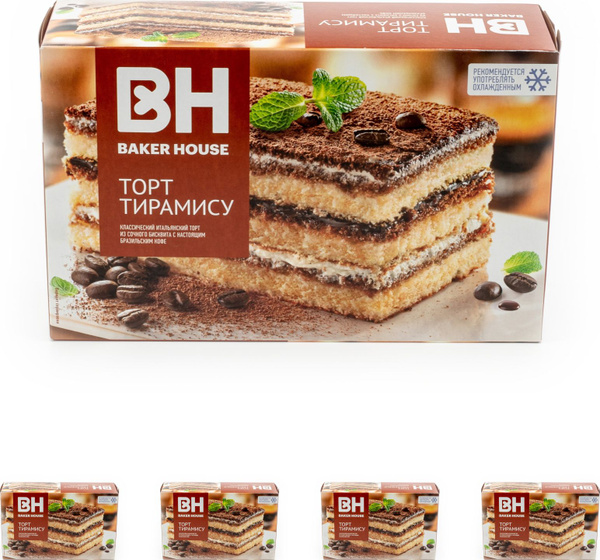 Торт бисквитный Baker House Тирамису 350гр (комплект из 4 шт) - купить ...