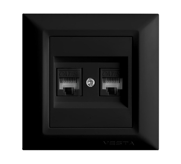Черная интернет розетка Vesta-Electric Roma Black для компьютерного ...