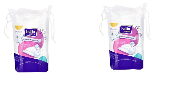 BELLA Ватные диски Cotton, 25 шт, 2 упаковки купить на OZON по низкой ...