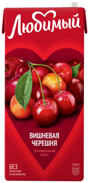 Напиток сокосодержащий ЛЮБИМЫЙ Яблоко-вишня-черешня, 1.93 л / Сок ...