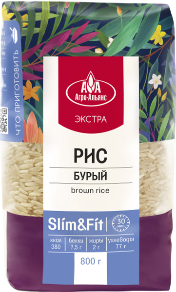 Рис бурый длиннозерный АГРО-АЛЬЯНС Экстра Slim&Fit, нешлифованный, 1-й ...
