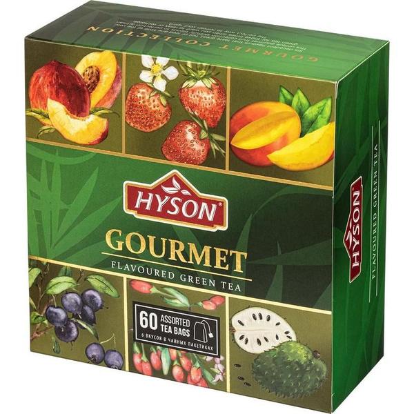 Чай зеленый Hyson Gourmet flavoured ассорти в пакетиках, 60 пак ...