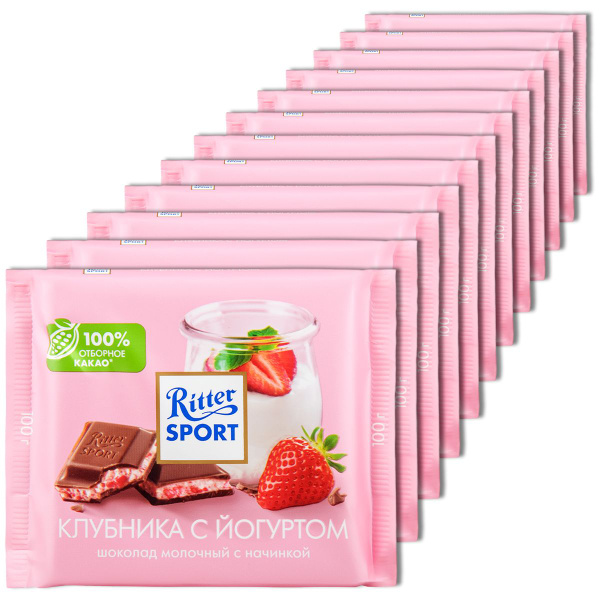 Молочный шоколад Ritter Sport Клубника с йогуртом, 100 г, 12 шт ...