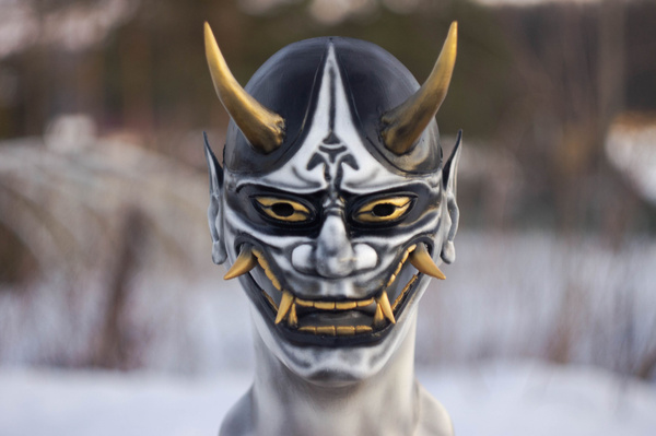 Японская маска "Hannya Mask" белая, карнавальная маска - купить по ...