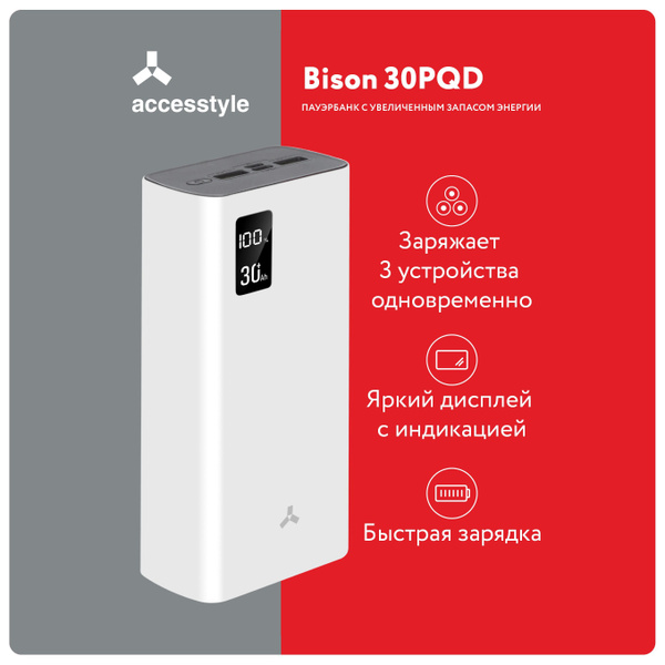 Внешний аккумулятор (Power Bank) AccesStyle Павербанк_USB_USB Type-C ...
