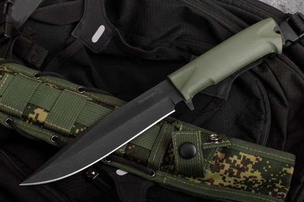 Кизляр Нож туристический Нож "Милитари" AUS-8, хаки, эластрон, длина ...