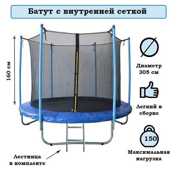 Характеристики Trampoline Батут каркасный Батут с внешней и внутренней ...